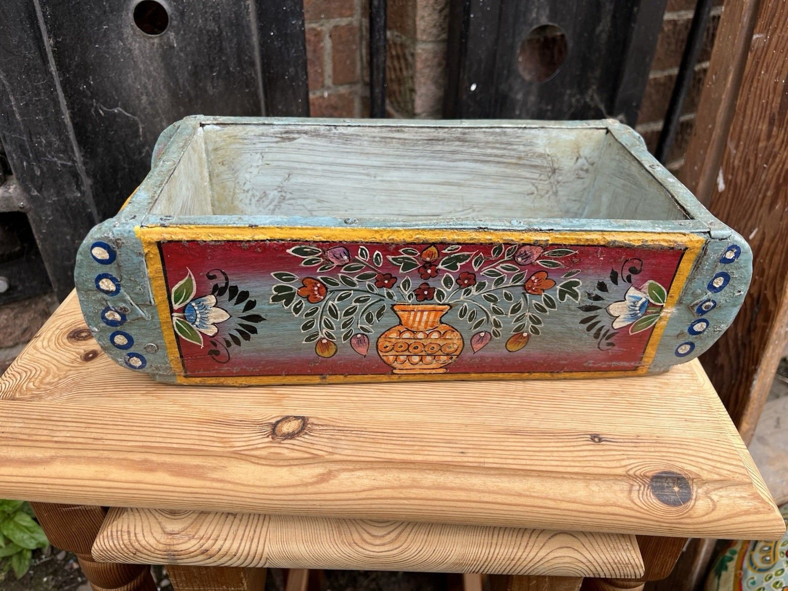 Pair Of Lovely Ornately Hand Painted Reclaimed Vintage Indian Brick Mould photo vintage