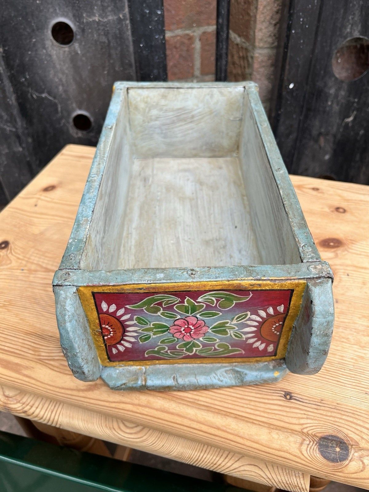 Home Decor Pair Of Lovely Ornately Hand Painted Reclaimed Vintage Indian Brick Mould photo