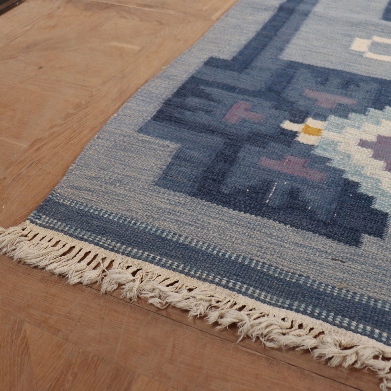 Swedish Mid Century Handmade Flat Weave Rug photo furniture