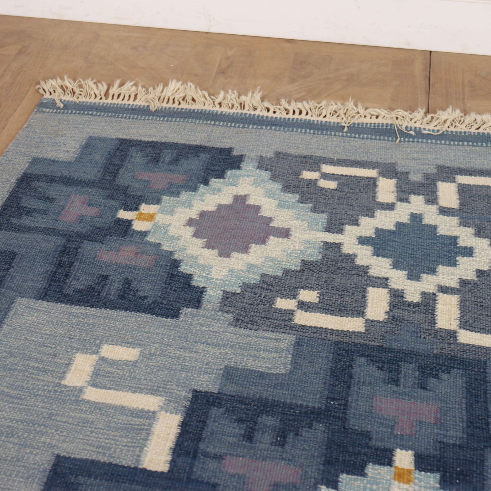 Swedish Mid Century Handmade Flat Weave Rug photo vinterior