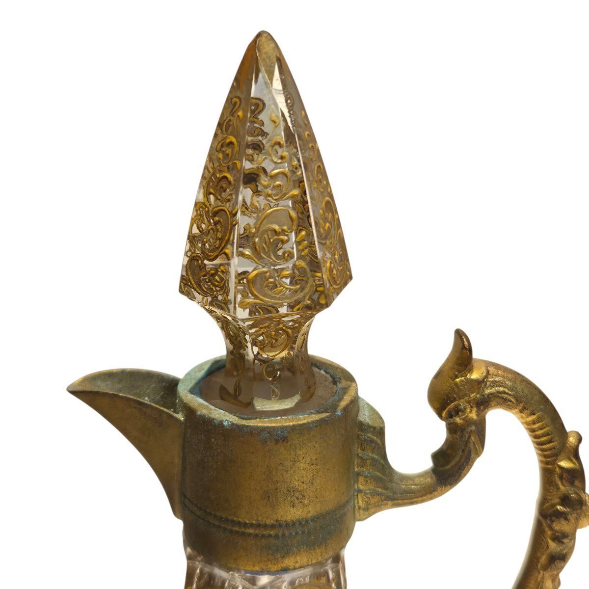 Serving Carafe In Enameled And Gilded Crystal – Bohemia, 19th Century photo vintage