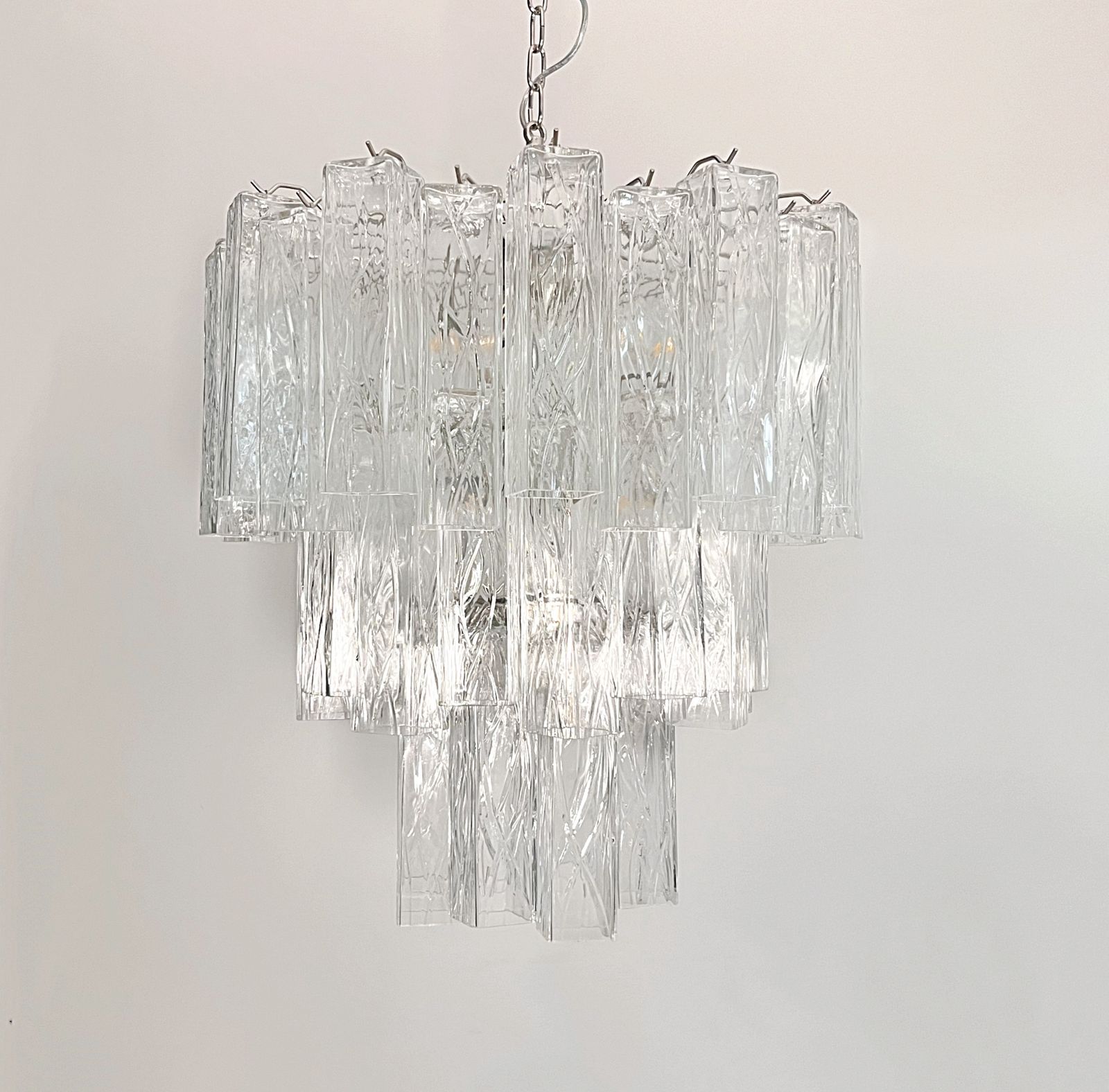 photo furniture Large Three Tier Murano Glass Tube Chandelier – 48 Glasses