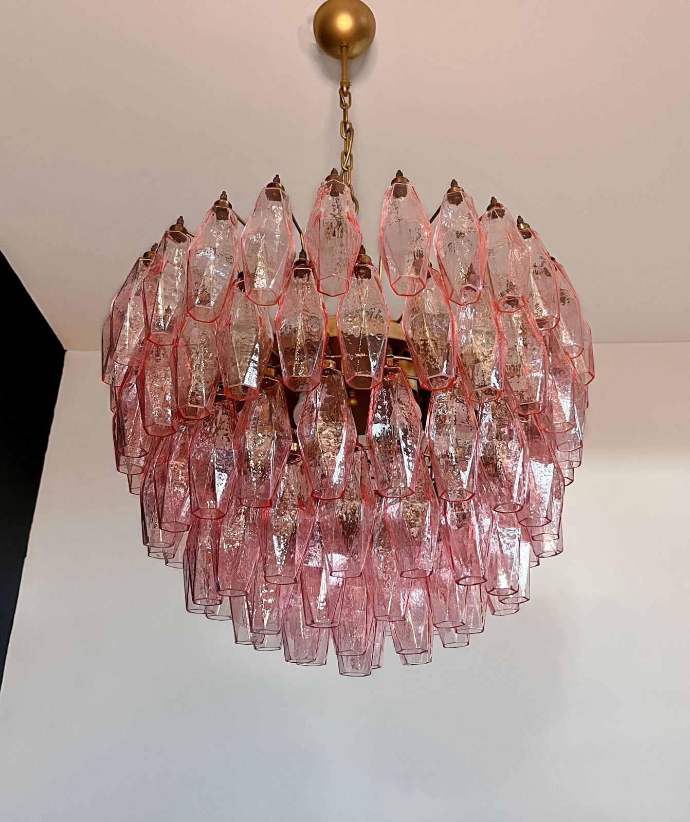 Amazing Murano Glass Candelier – 111  Pink Poliedri photo furniture