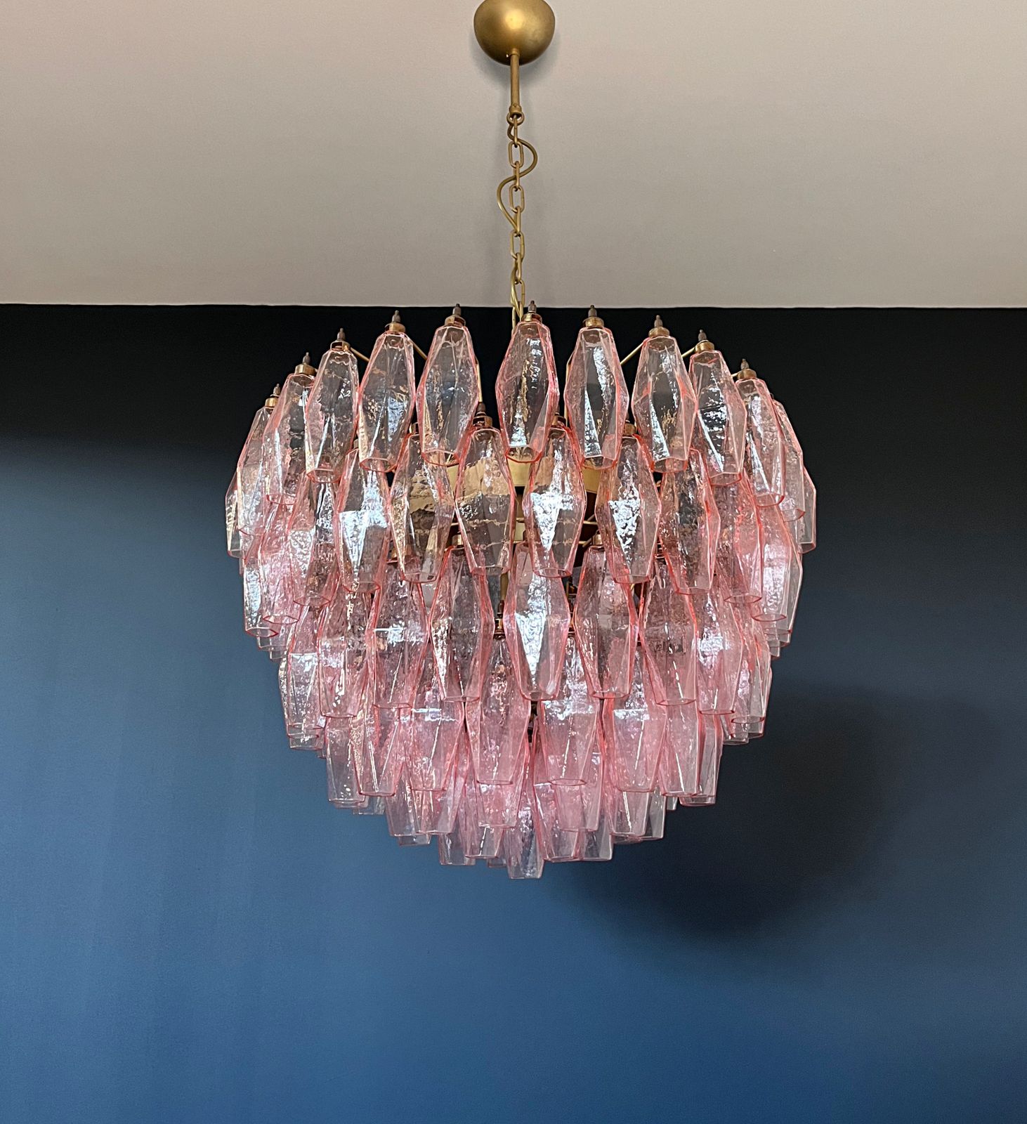 Amazing Murano Glass Candelier – 111  Pink Poliedri photo 2530.0