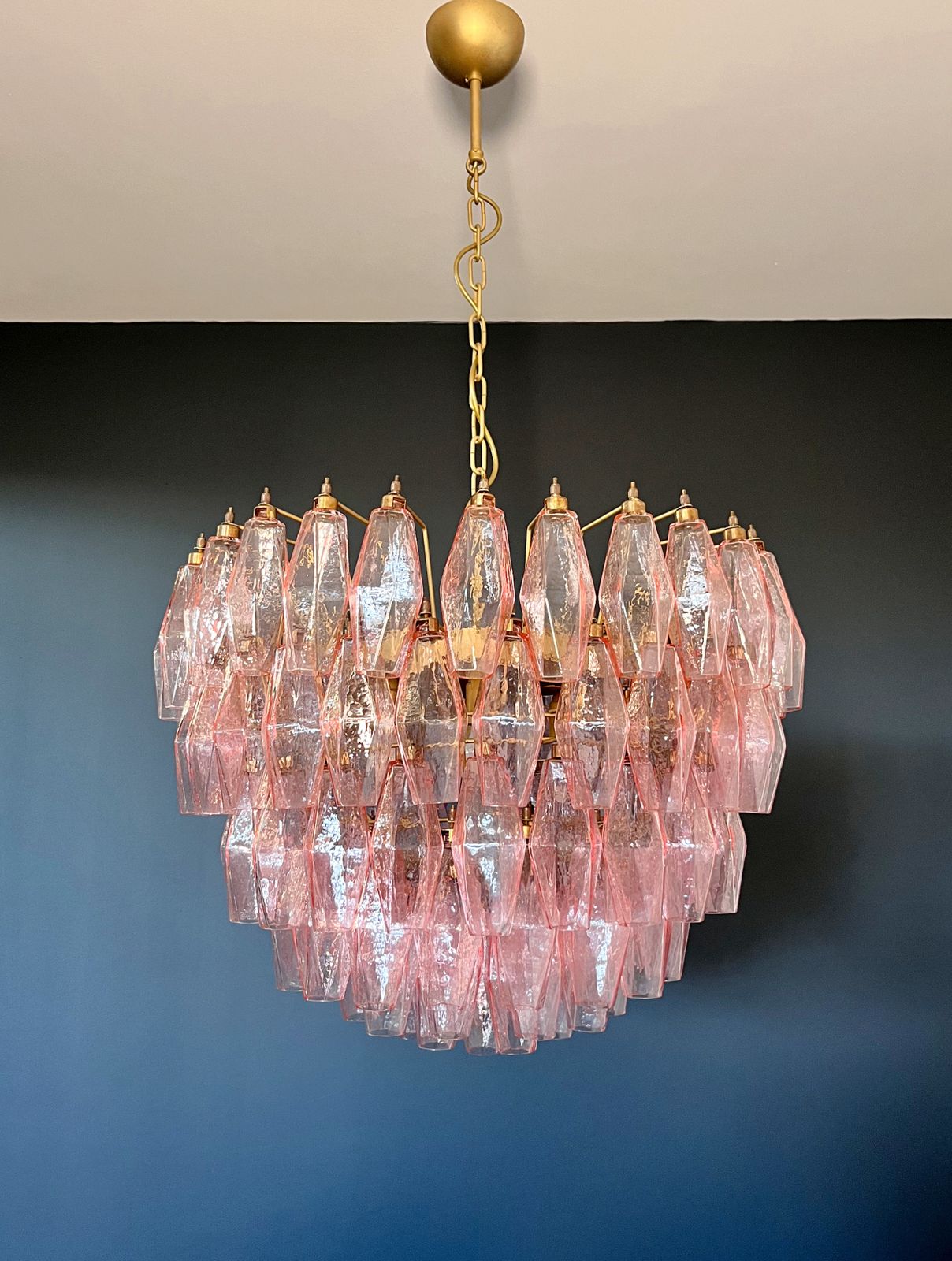 2530.0 Amazing Murano Glass Candelier – 111  Pink Poliedri photo