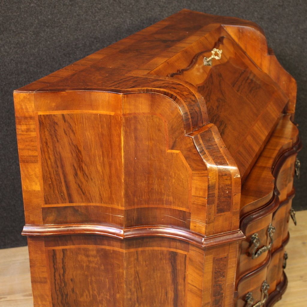 Venetian Bureau In Walnut Wood From The 20th Century photo vintage
