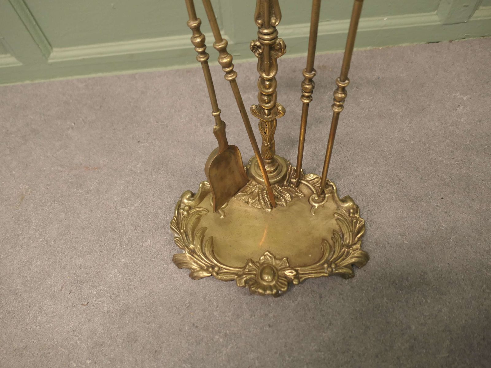 Attractive Brass Rococo Style Fireside Companion Set, Fireside Tools photo furniture