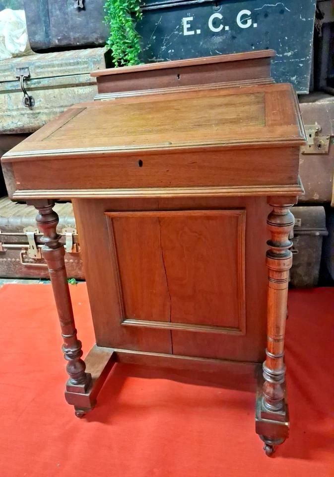 Davenport Desk With Brass Cup Handles Lots Of Patina In Victorian Style