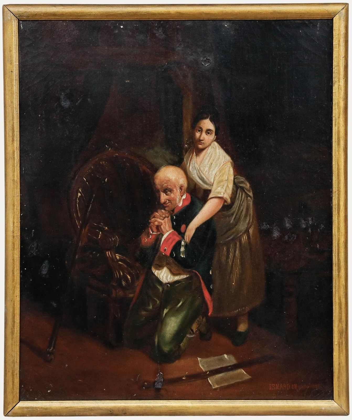 Ulysse Isnard After Claudius Jacquand 1858 Oil, The Prayer Of The Invalid