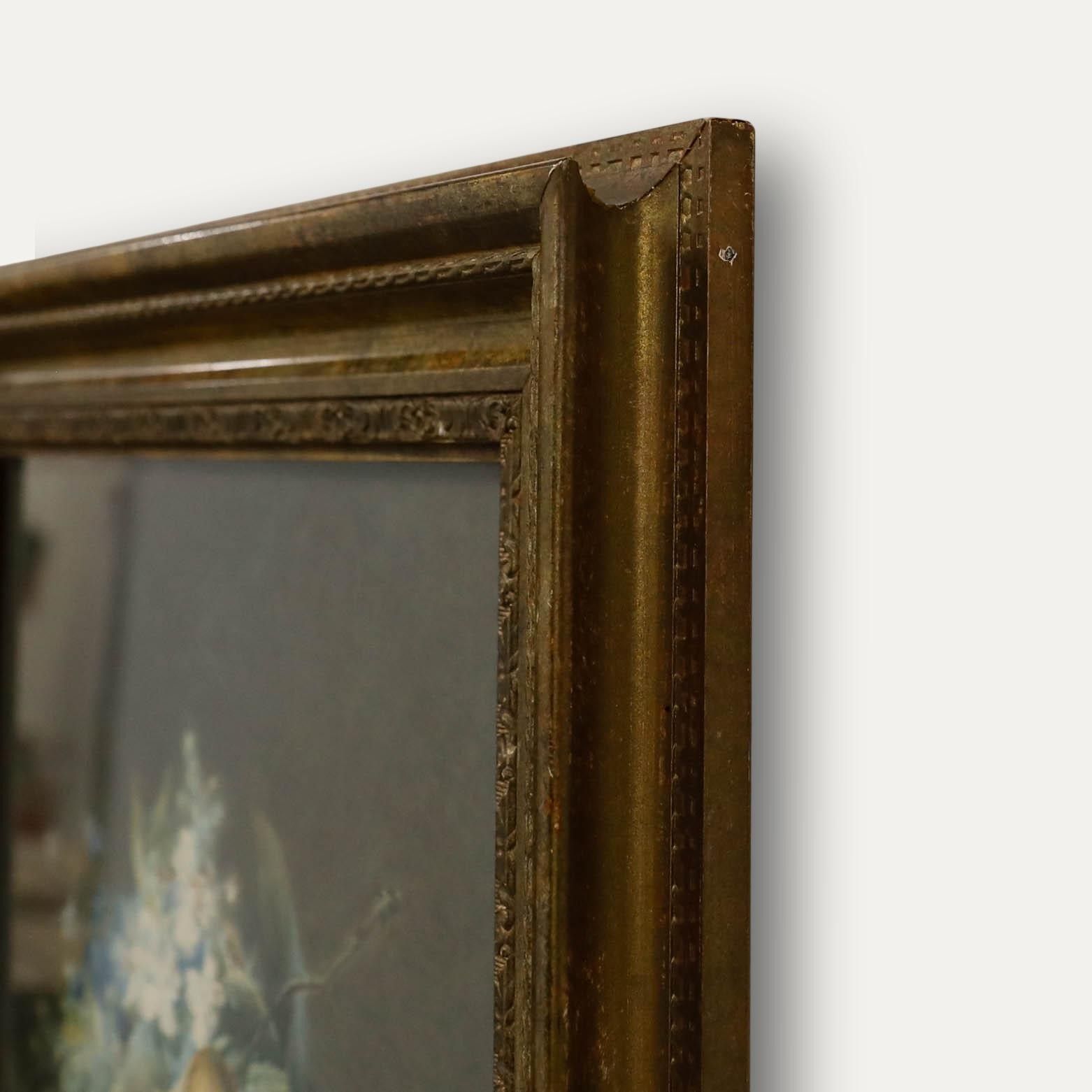 Framed Early 20th Century Watercolour Still Life With Flowers And Peaches photo 225.0