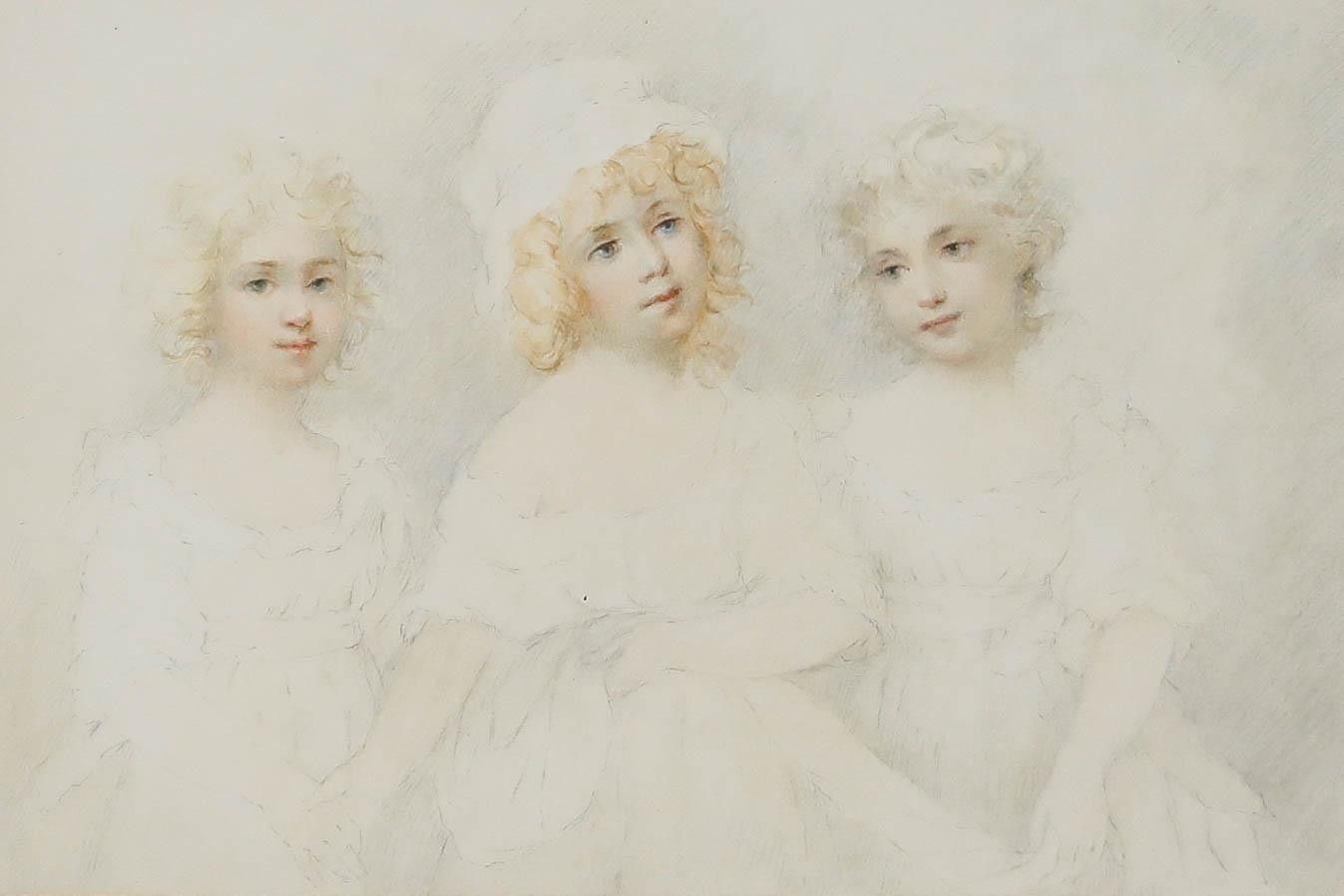 William Redmore Bigg (1755 1828) 1810 Watercolour, Three Girls photo furniture
