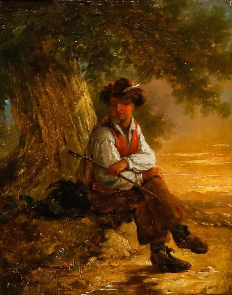 Attrib. Charles Waller Shayer (1826–1914) 19th Century Oil, A Rustic Figure photo furniture