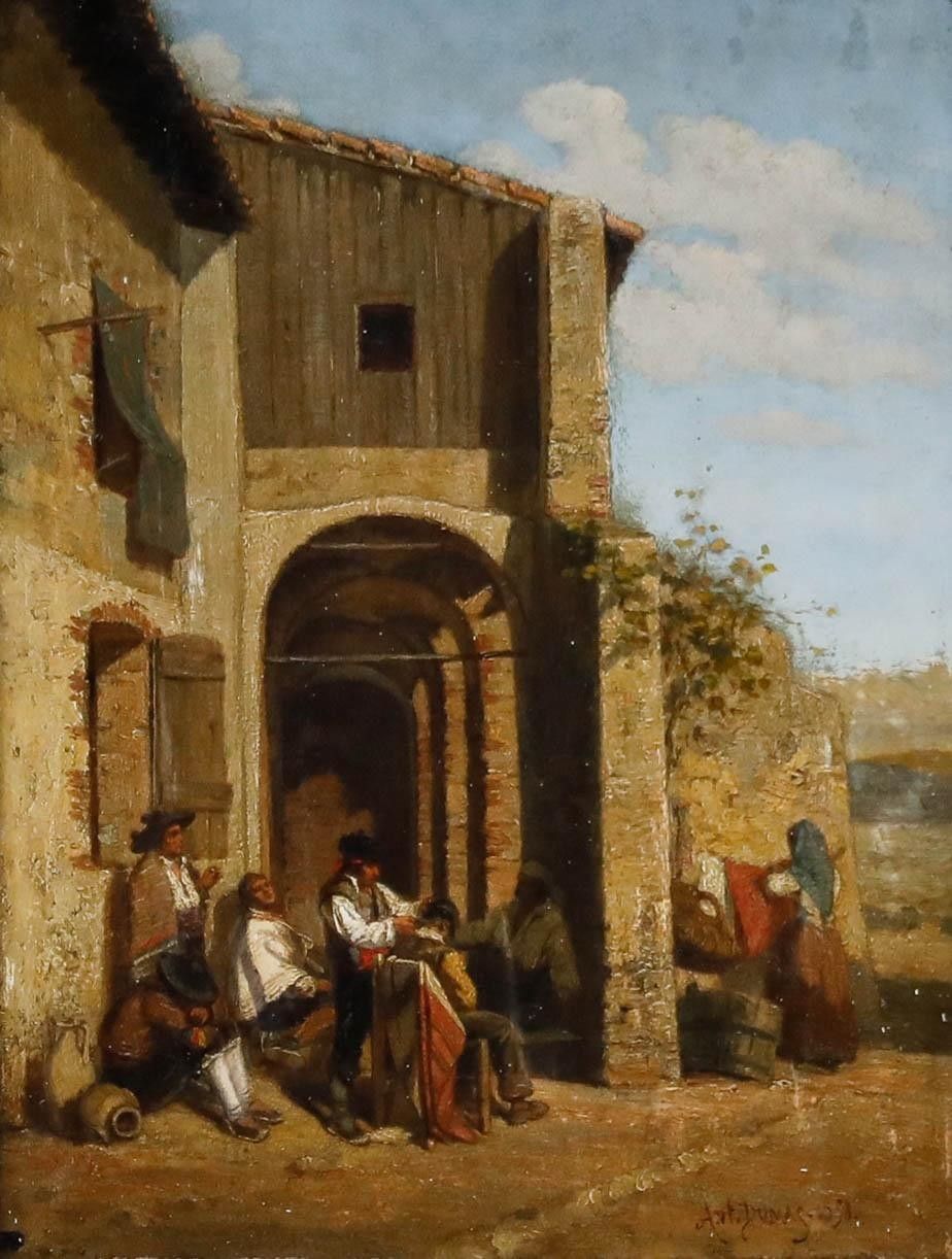Antoine Dumas 1858 Oil, Barber Shop photo furniture