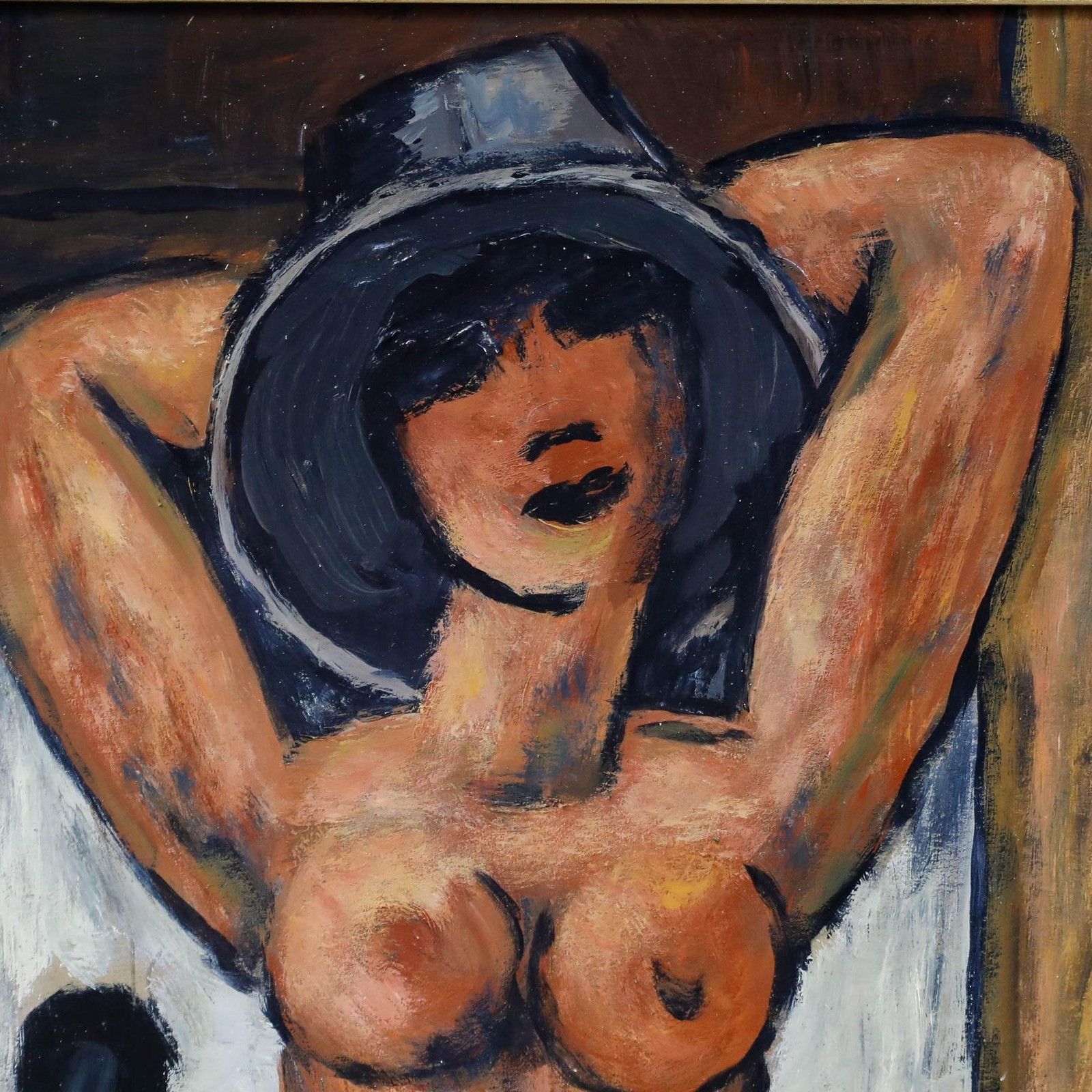 A. Chamant French School 20th Century Oil, Nude With Hat photo Art