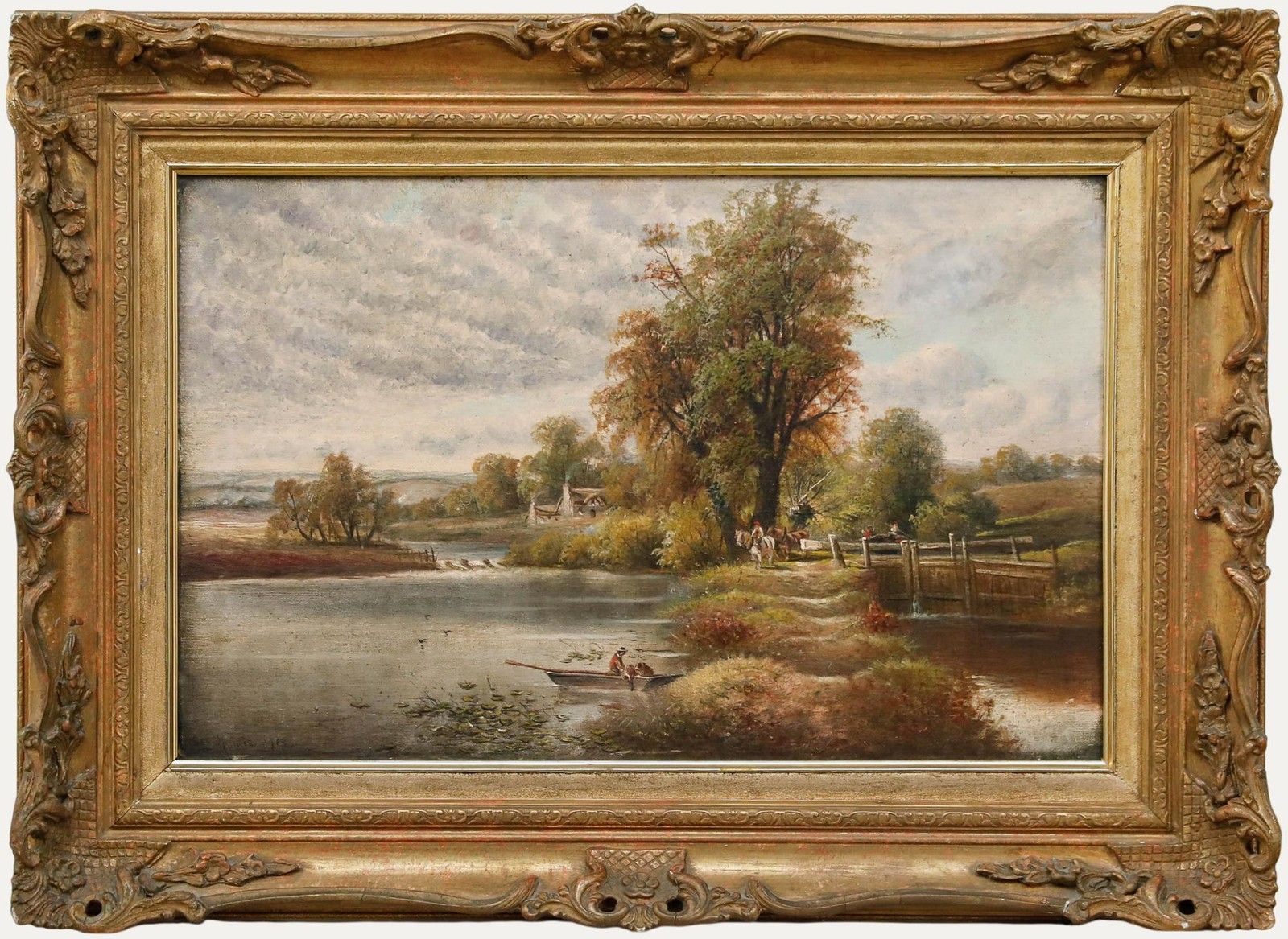 George Frederick Harris (1856 1924) Framed 1913 Oil, By The Lock