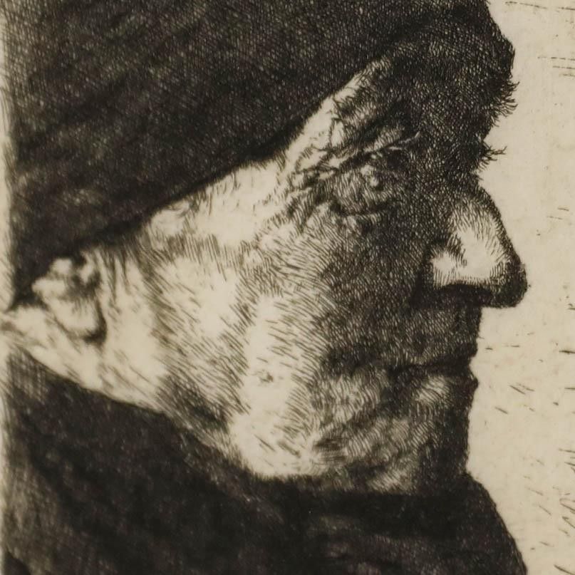 Wilhelm Leibl (1844 1900) 1874 Etching, Portrait Of An Elderly Man photo Art
