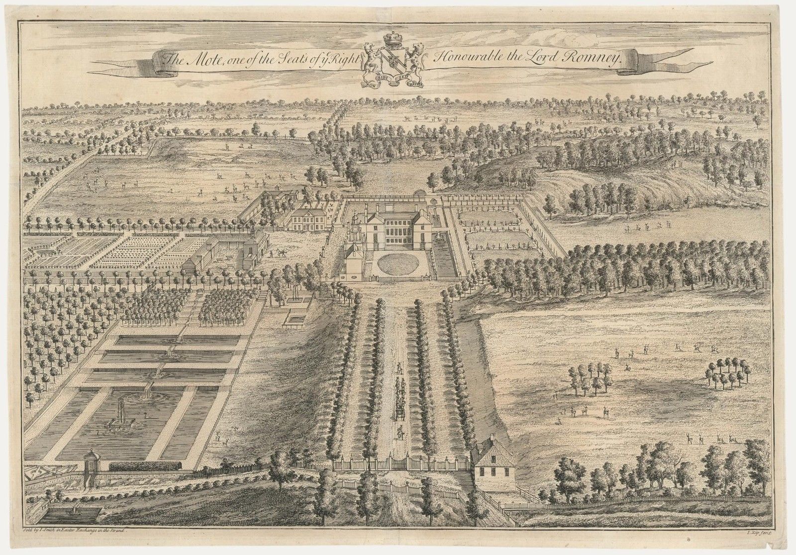Johannes Kip (1653 1722) 1719 Engraving, The Mote, Seat Of Lord Romney