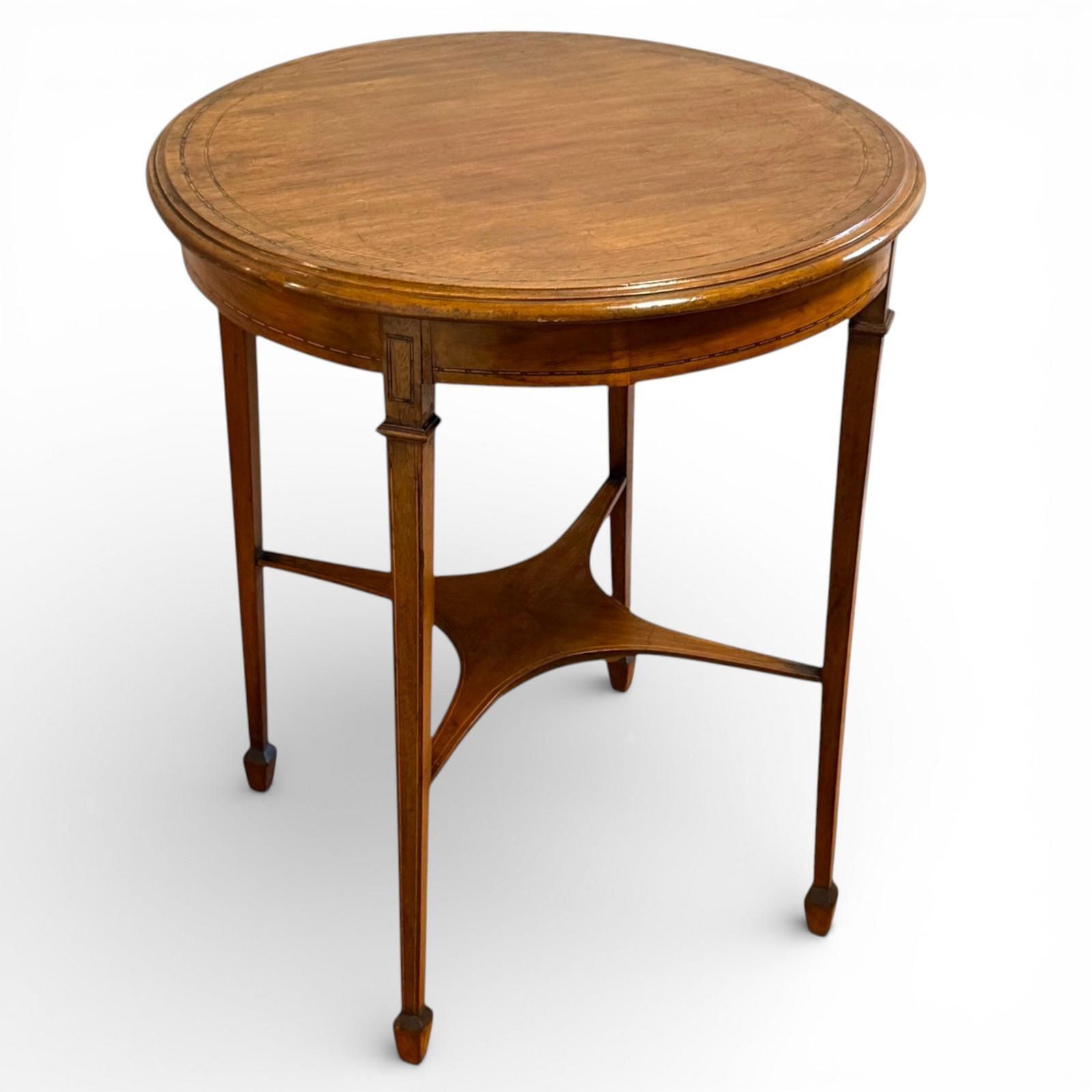 Edwardian Inlaid Mahogany Occasional Table With Satinwood Border photo furniture