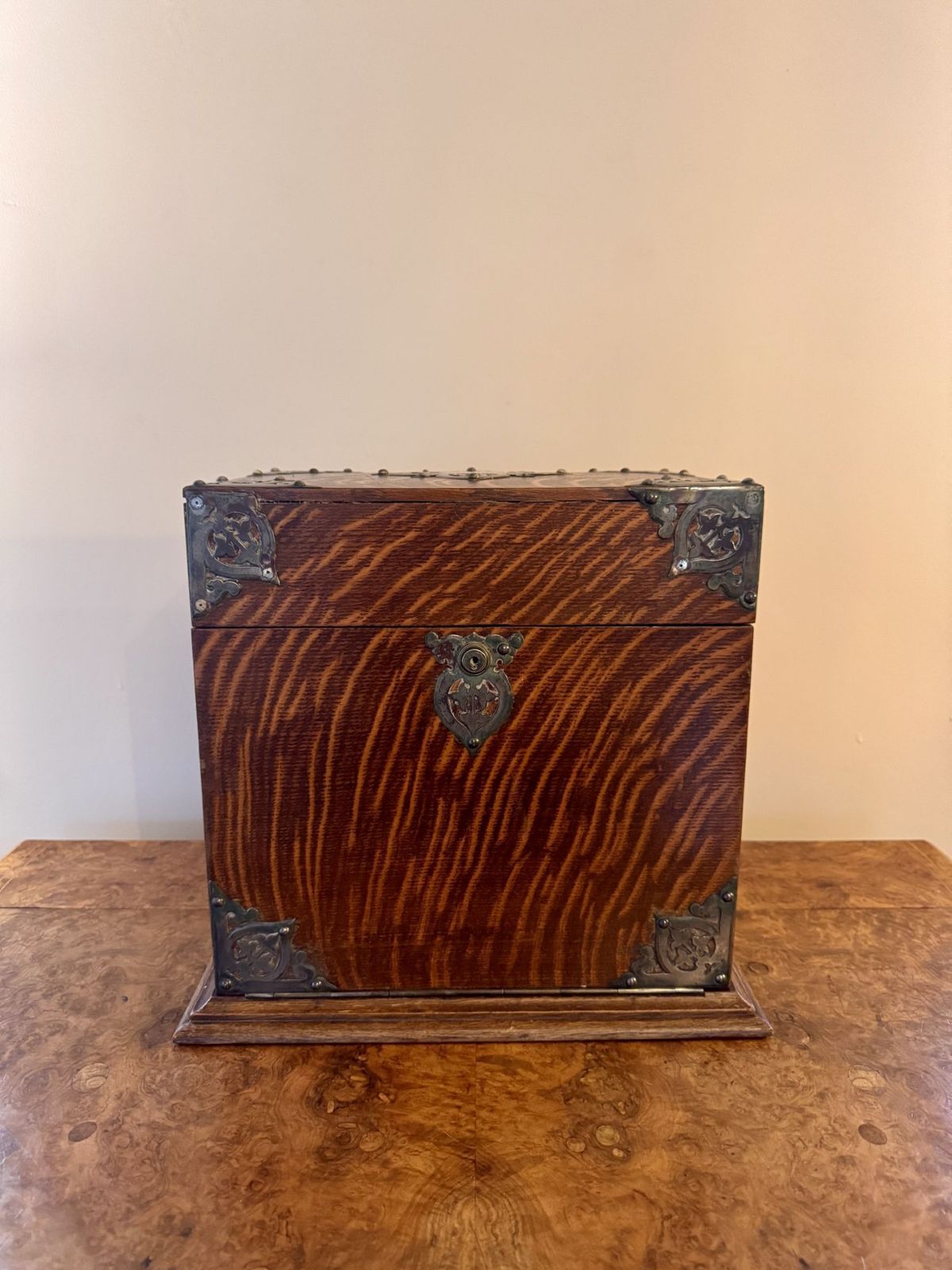 photo for sale Outstanding Quality Antique Oak Decanter And Games Box