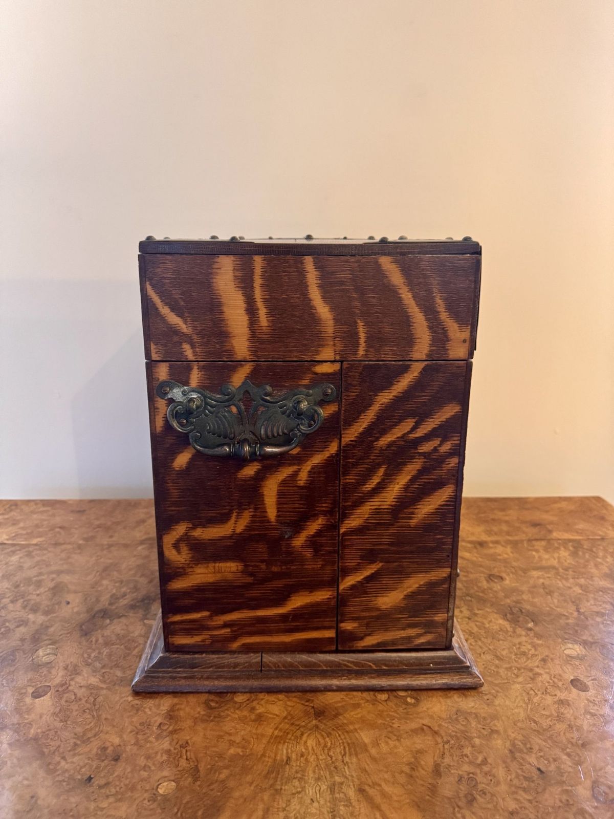 Home Decor Outstanding Quality Antique Oak Decanter And Games Box photo