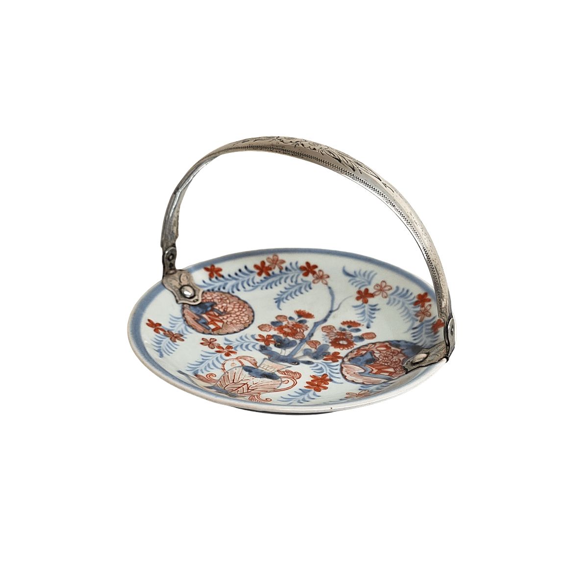 Antique Japanese Dish With Silver Handle, 18th And 19th Century