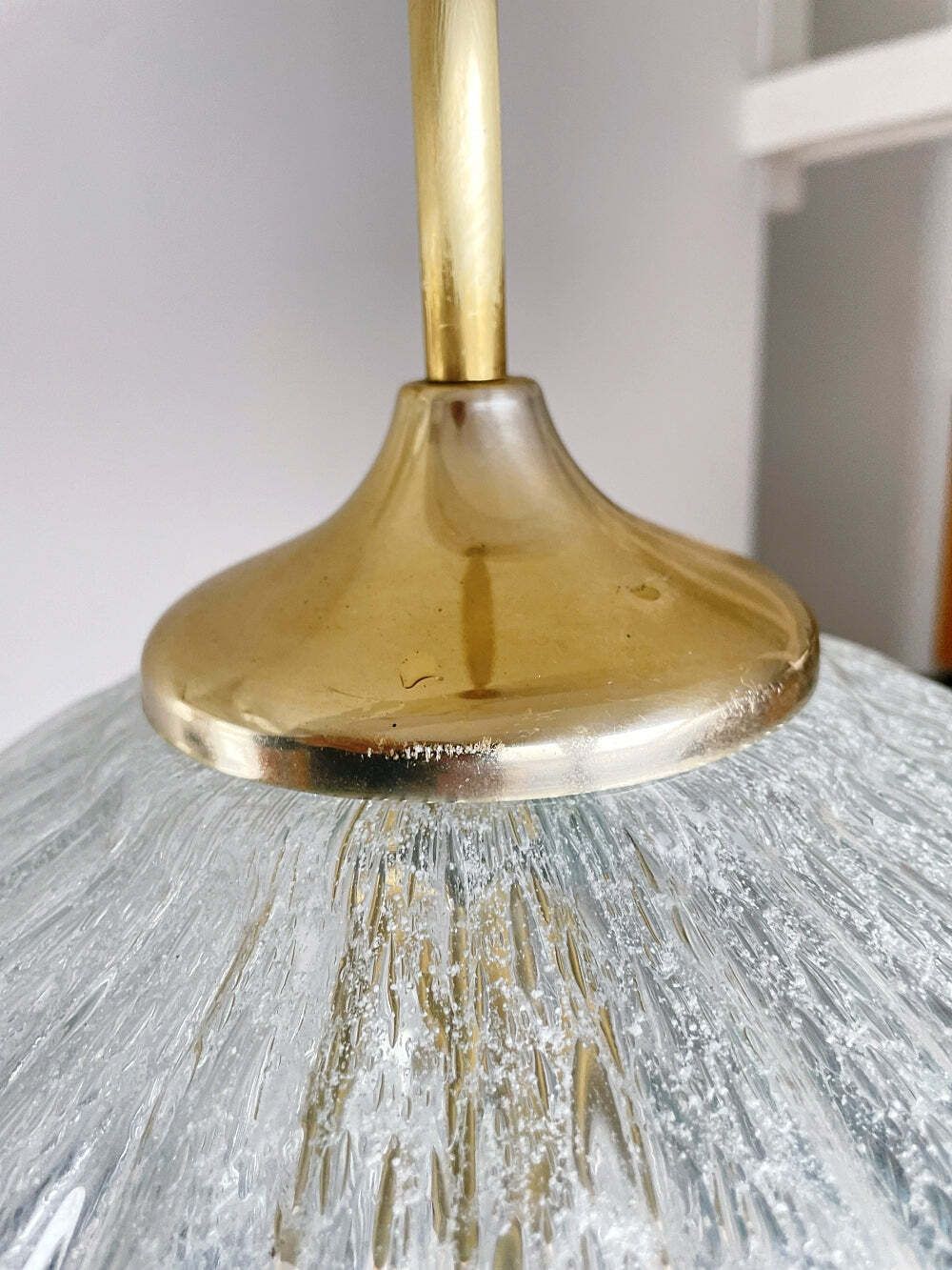 Vintage Doria Crackle Glass Hanglamp, Duits, Jaren 1960 photo vintage