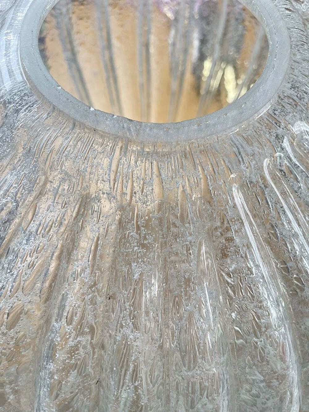 photo furniture Vintage Doria Crackle Glass Hanglamp, Duits, Jaren 1960