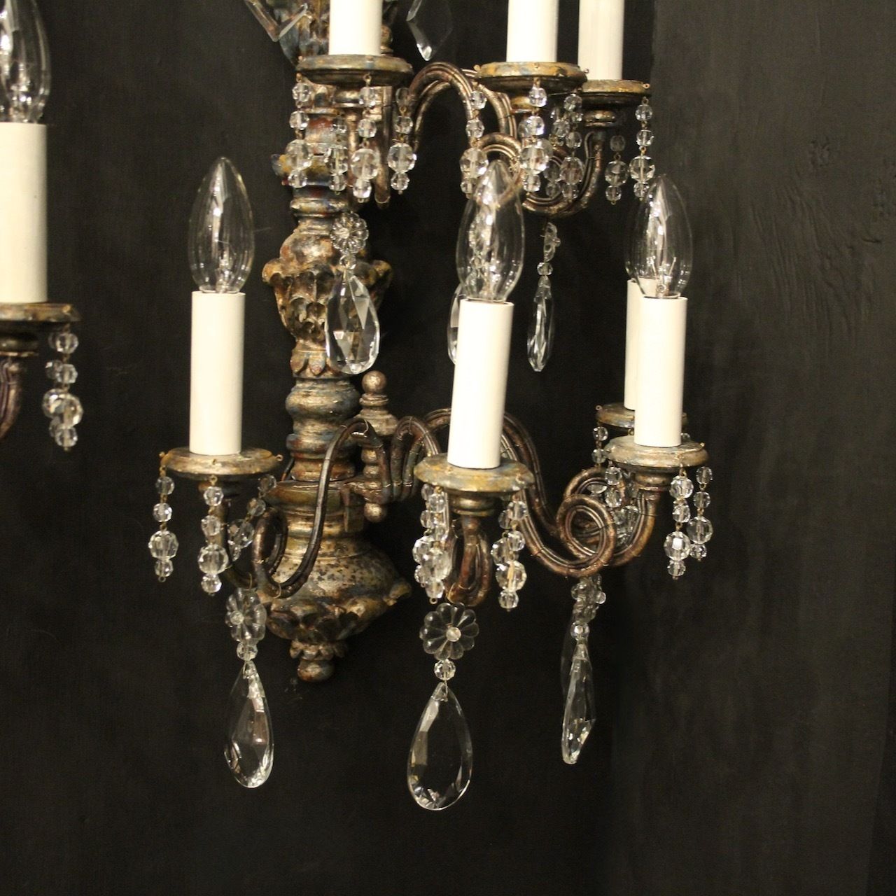 Italian Florentine 7 Light Giltwood Wall Lights photo vintage