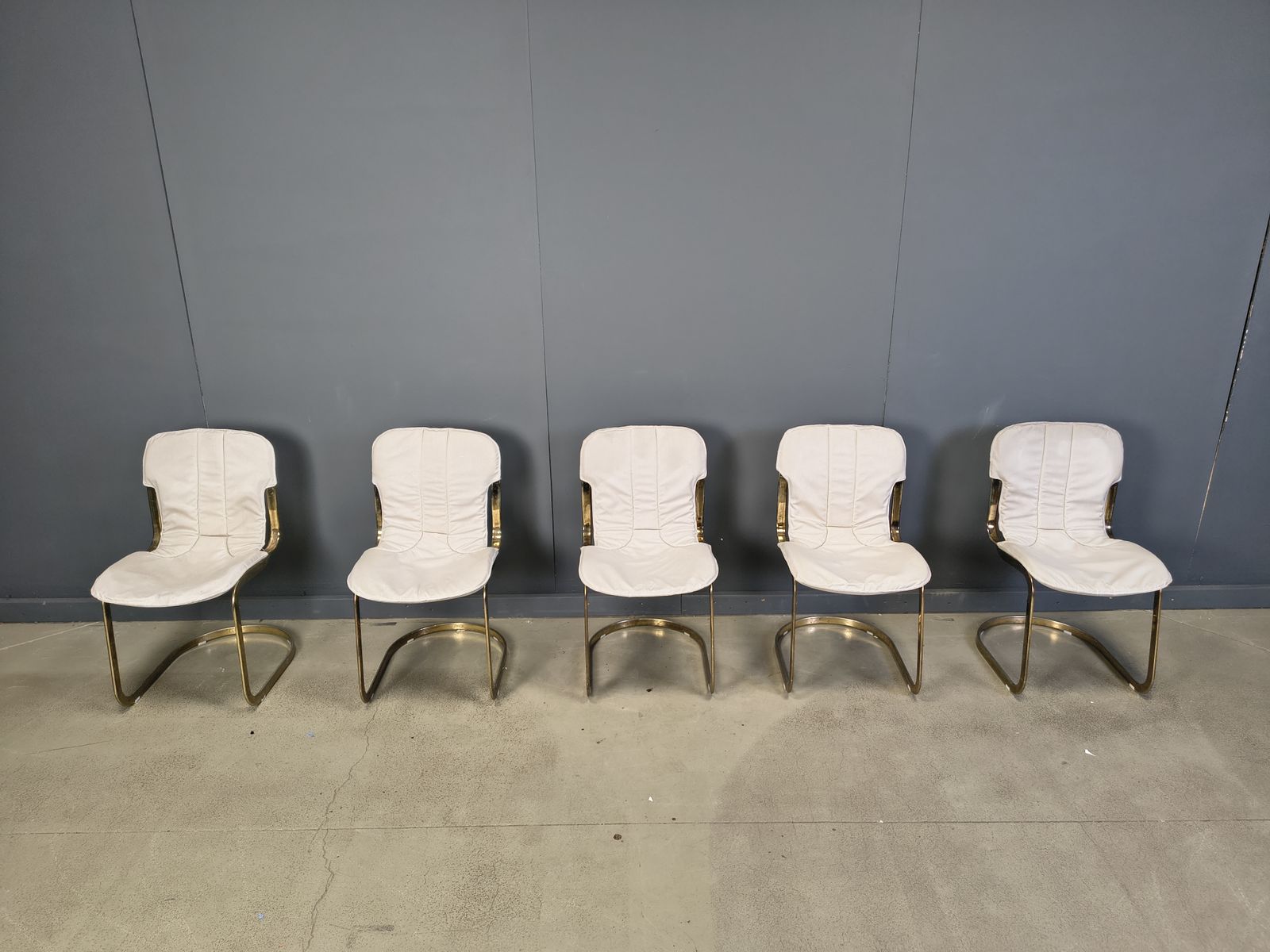 Vintage Dining Chairs By Willy Rizzo For Cidue Set Of 5, 1970s photo vintage