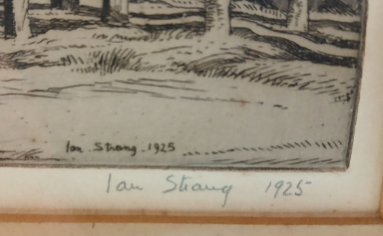 Signed Print Of Ian Strang (1886 1952} Etching Of  A Farmhouse Dated 1925 photo for sale