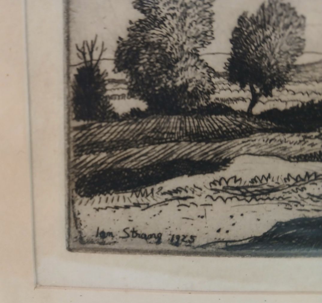 Signed Print Of Ian Strang (1886 1952} Etching Of Windmill Dated 1926 photo Art