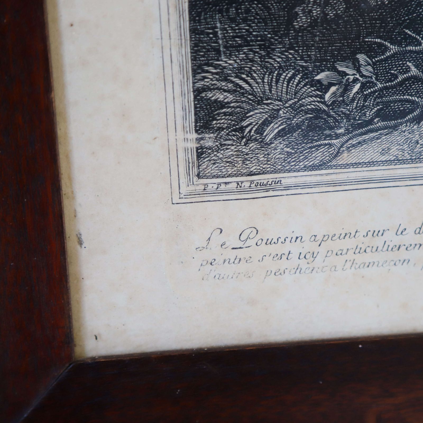 photo for sale 18th Century French Engraving 'Landscape With Diogenes' By étienne Baudet   Original Frame