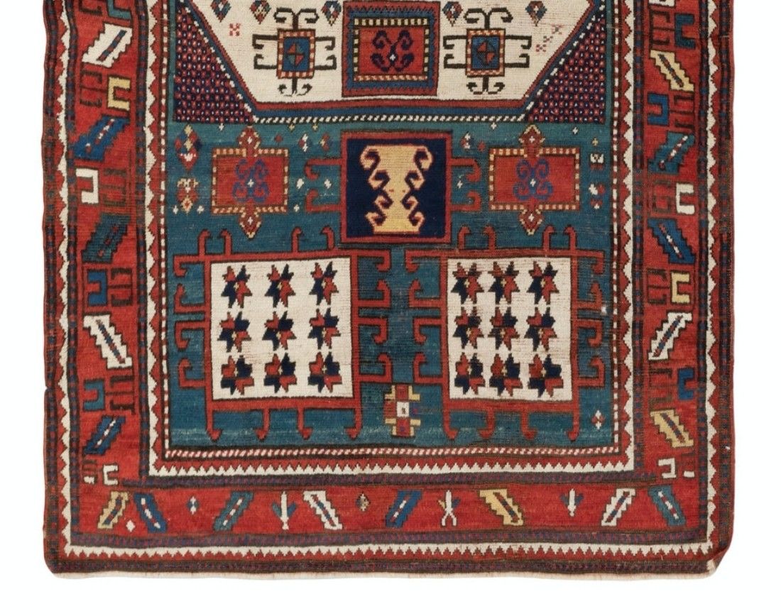 4.5x6.8 Ft Antique Karachopt Kazak Rug, South Caucasus, Late 19th Century photo for sale