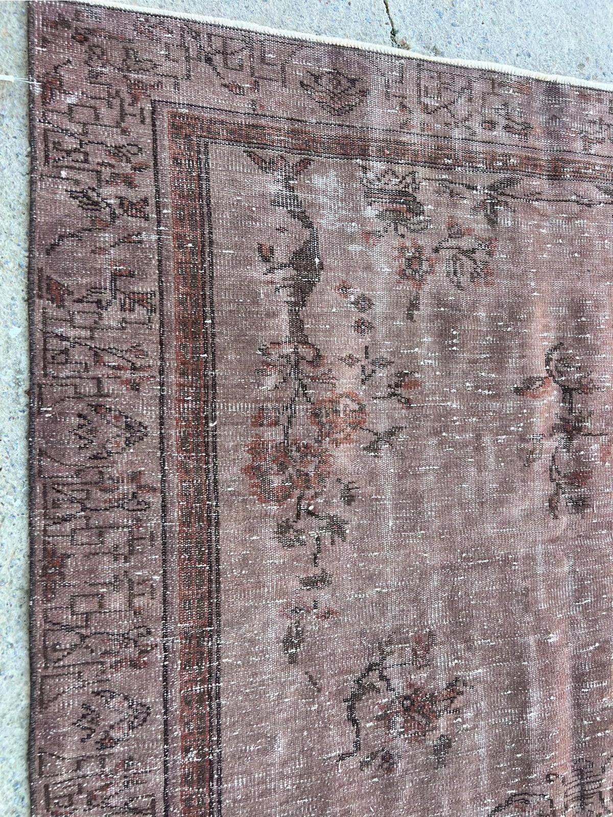 5.5x8.5 Ft Contemporary Handmade Low Pile Turkish Wool Area Rug In Brown Color photo vintage