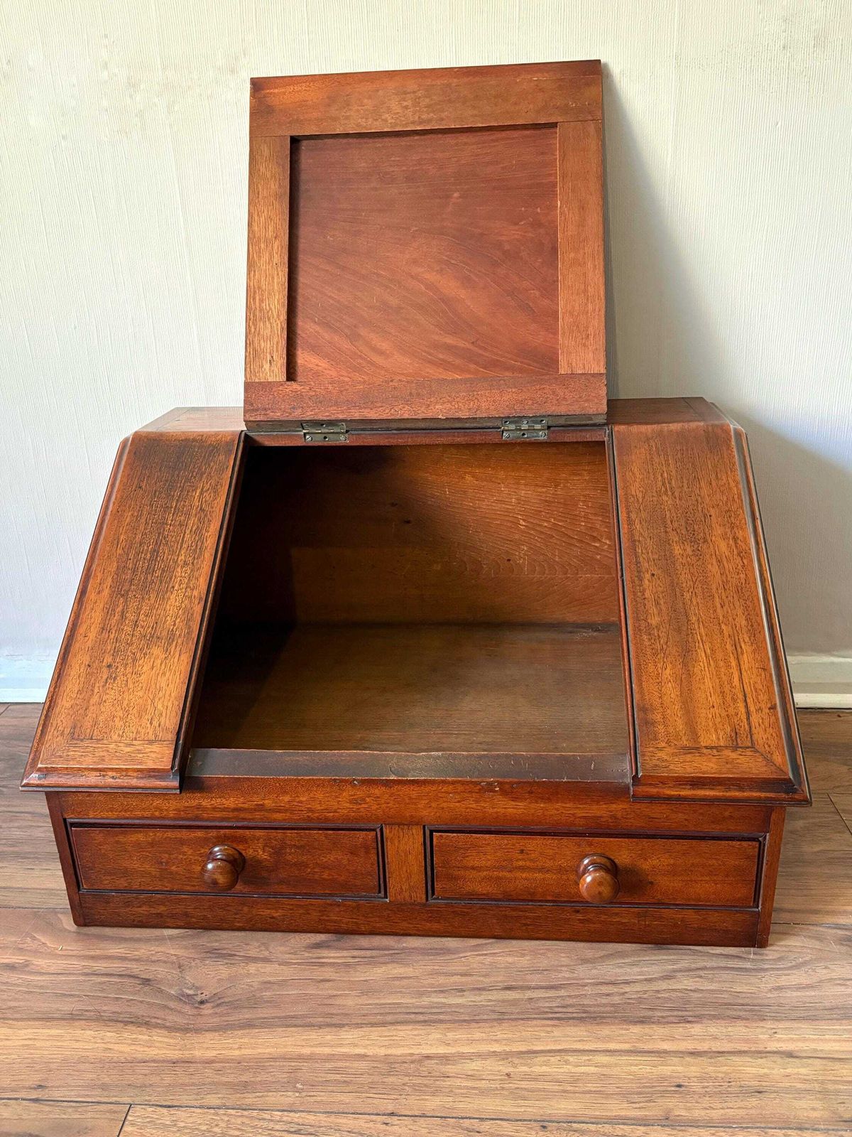 Antique Early 20thc Mahogany Tabletop Scribes/Clerks Desk photo for sale