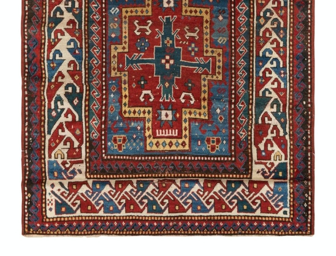 4.6x6.7 Ft Antique Kazak Rug, South Caucasus, Ca 1880 photo for sale