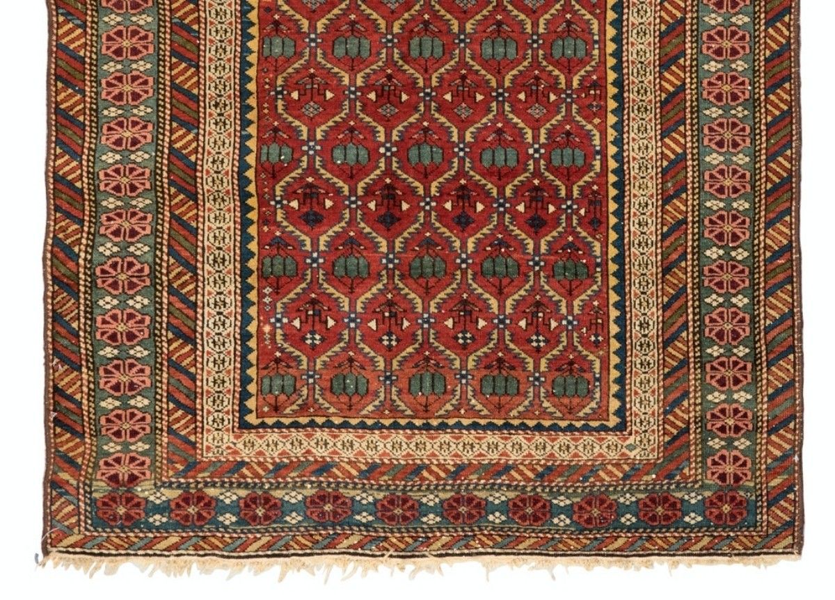 3.8x5.3 Ft Antique Kuba Rug, East Caucasus, Ca 1880 photo for sale