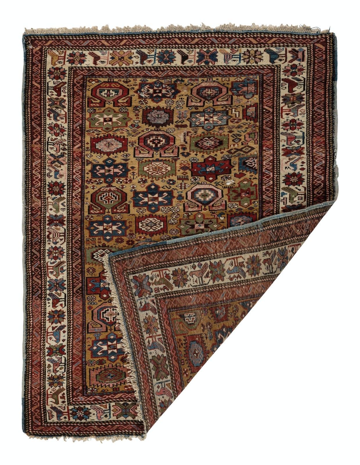 4.3x5.7 Ft Antique Yellow Ground Kuba (Quba) Rug With Birds, North East Caucasus photo furniture