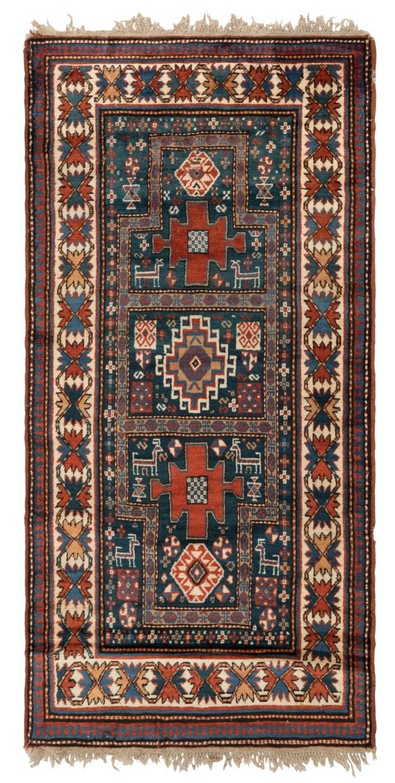 3.7x7 Ft Antique Karachopt Kazak Rug, South Caucasus, Late 19th Century