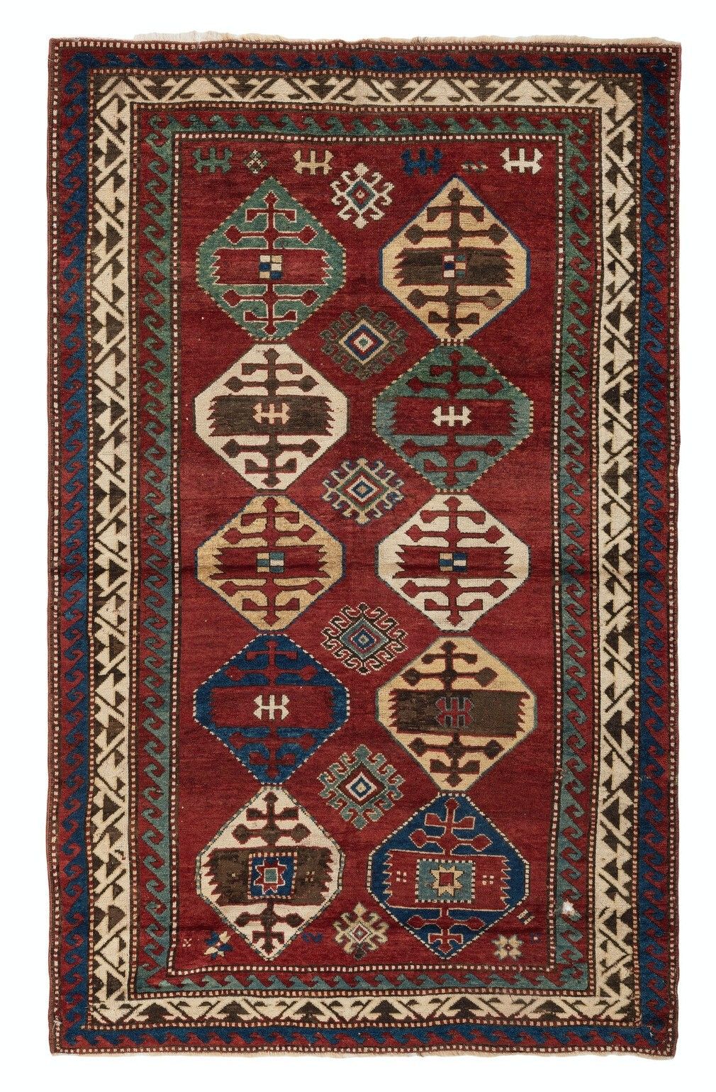 4.8x8 Ft Antique Borchalo Kazak Rug, South Caucasus, Late 19th Century