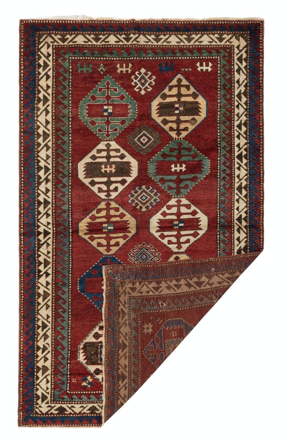 4.8x8 Ft Antique Borchalo Kazak Rug, South Caucasus, Late 19th Century photo Textiles
