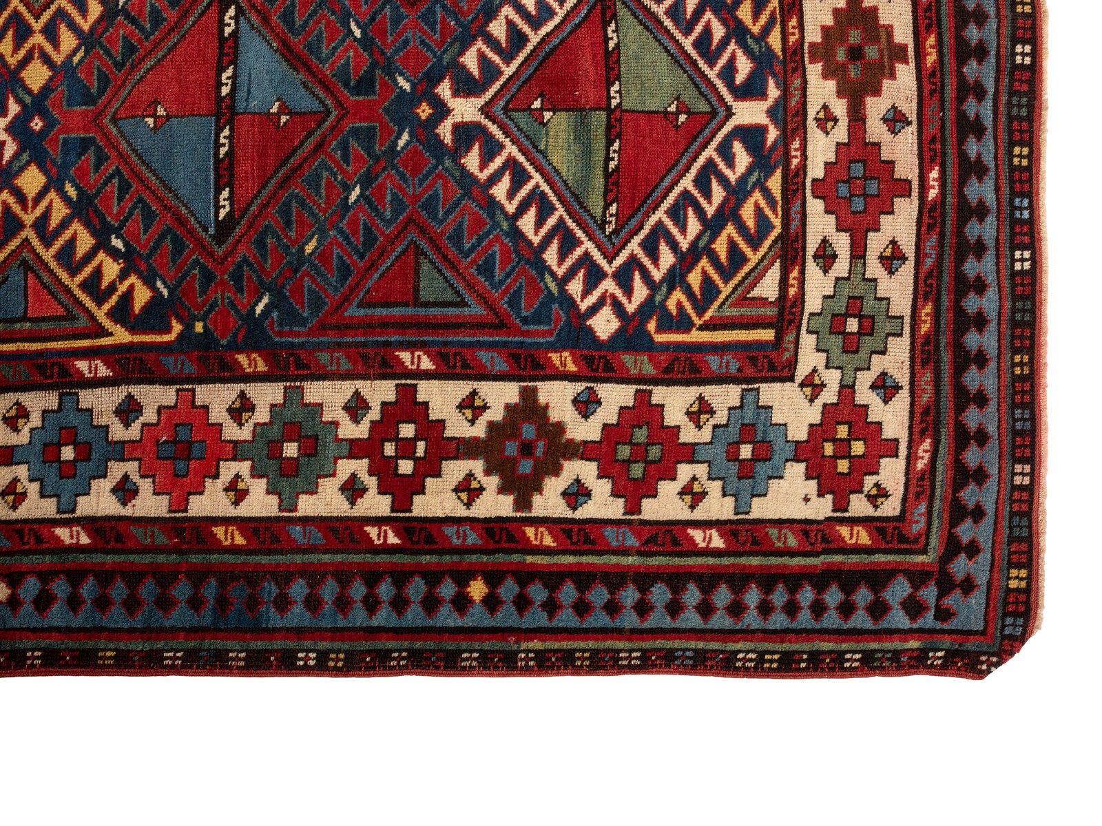 3.7x11.8 Ft Antique Kazak Shulaver Runner Rug, South Caucasus, Ca 1880 photo Textiles
