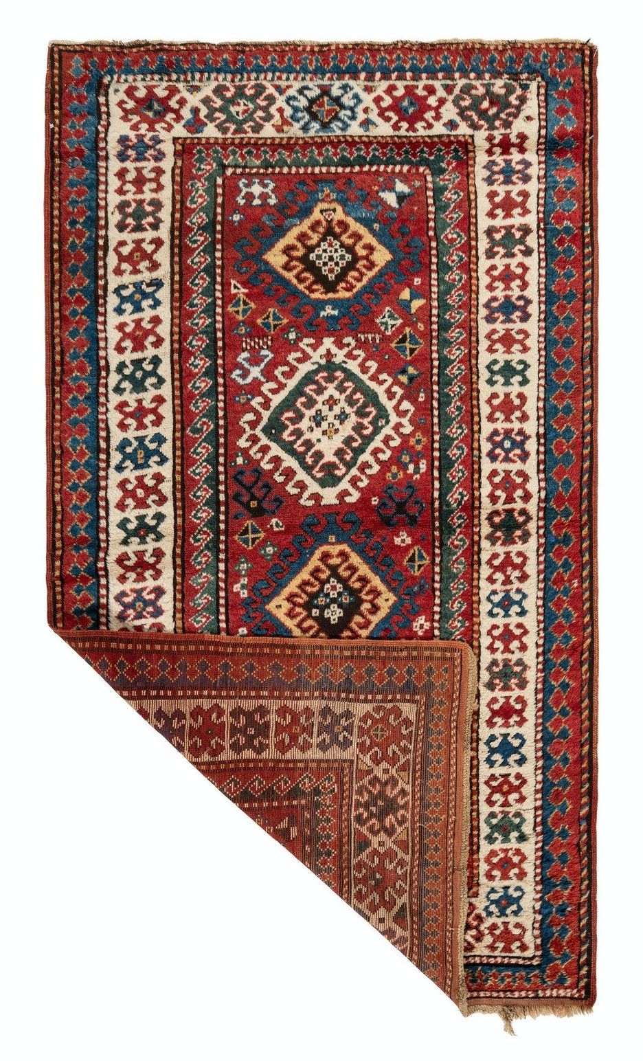 4x7.2 Ft Antique Kazak Rug, South Caucasus, Ca 1880 photo Textiles