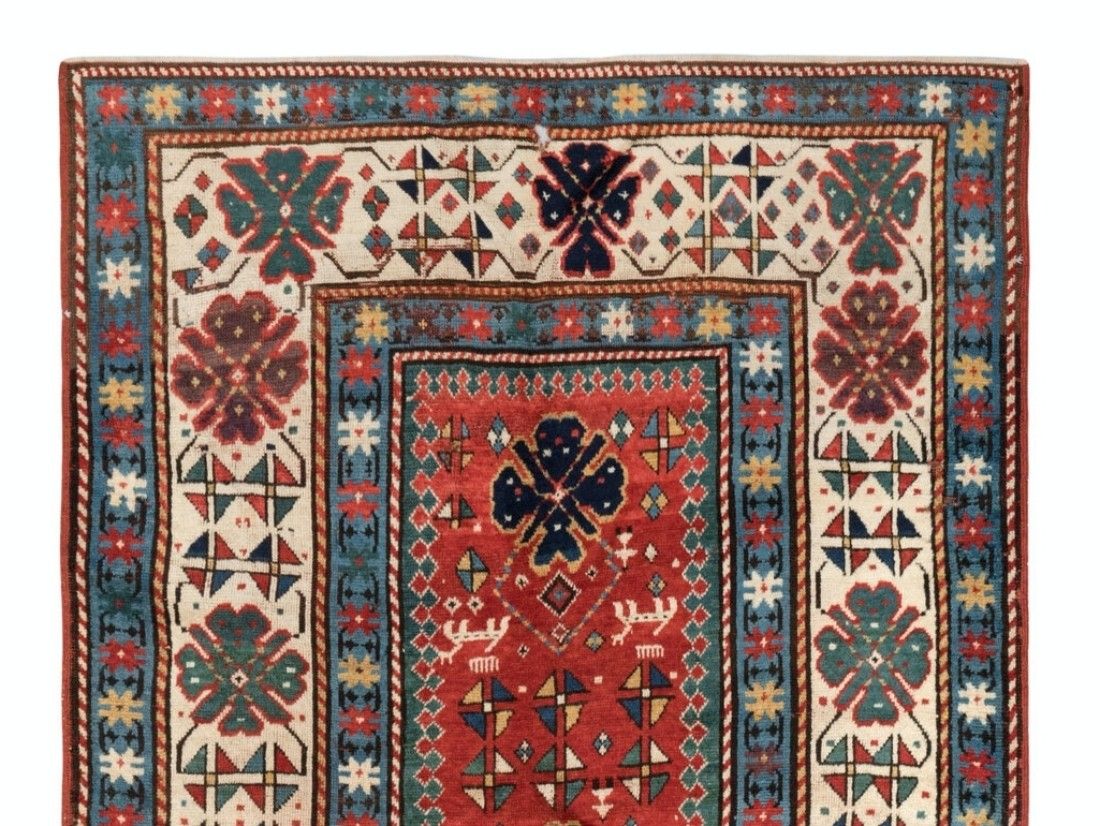 5x6.6 Ft Antique Caucasian Kazak Rug, Circa 1870 photo furniture