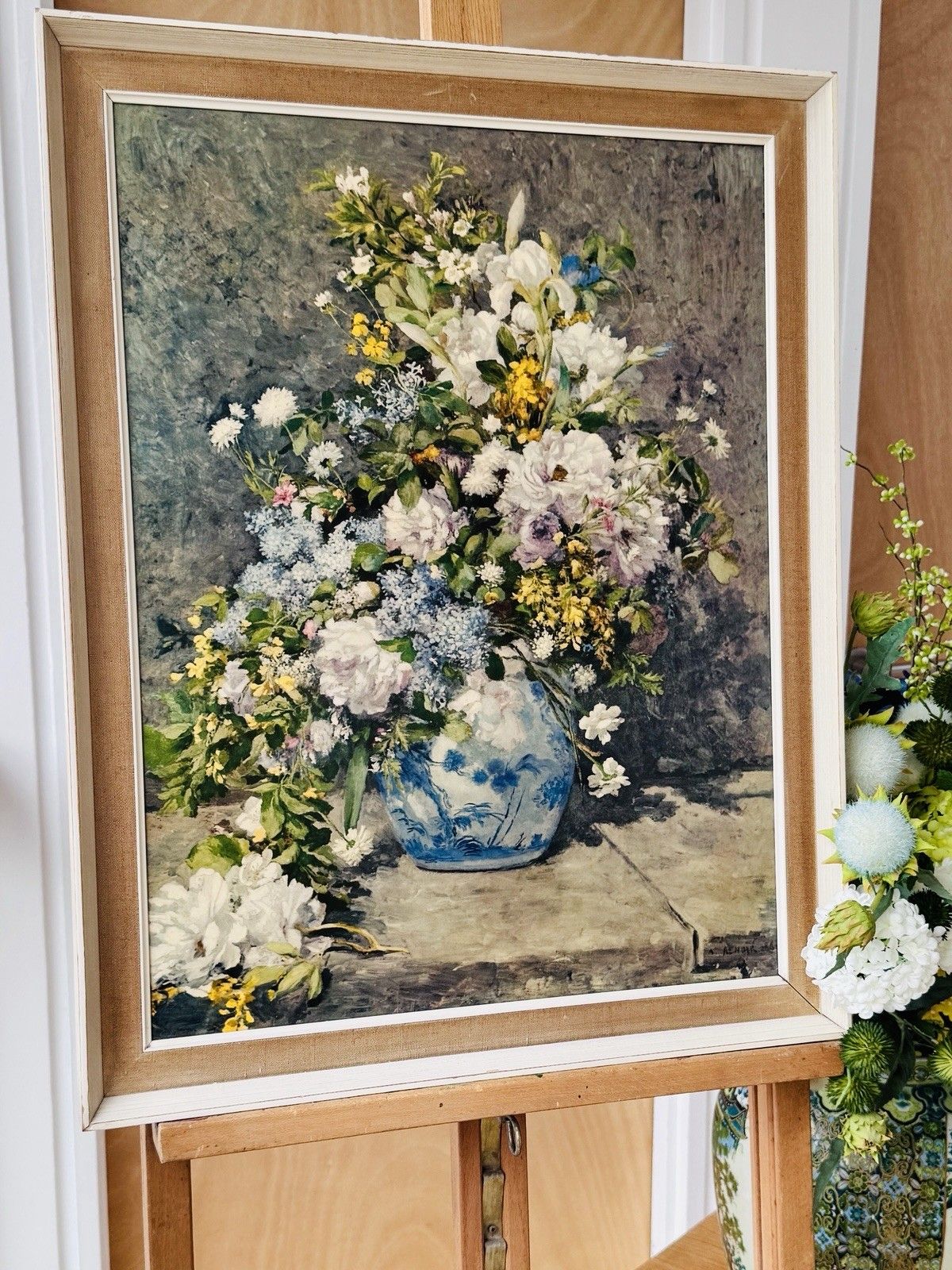 99.0 Mid Century Framed Print "Spring Bouquet" By Pierre Auguste Renoir C1940s photo