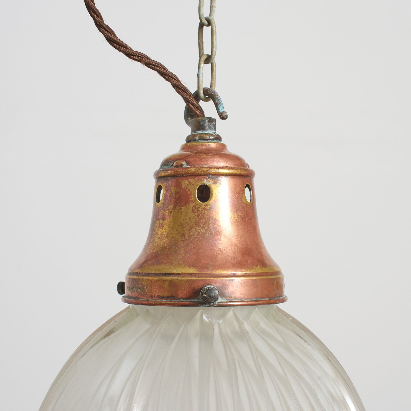 Antique Reclaimed Holophane Church Glass Pendant Light – Aa photo Lighting