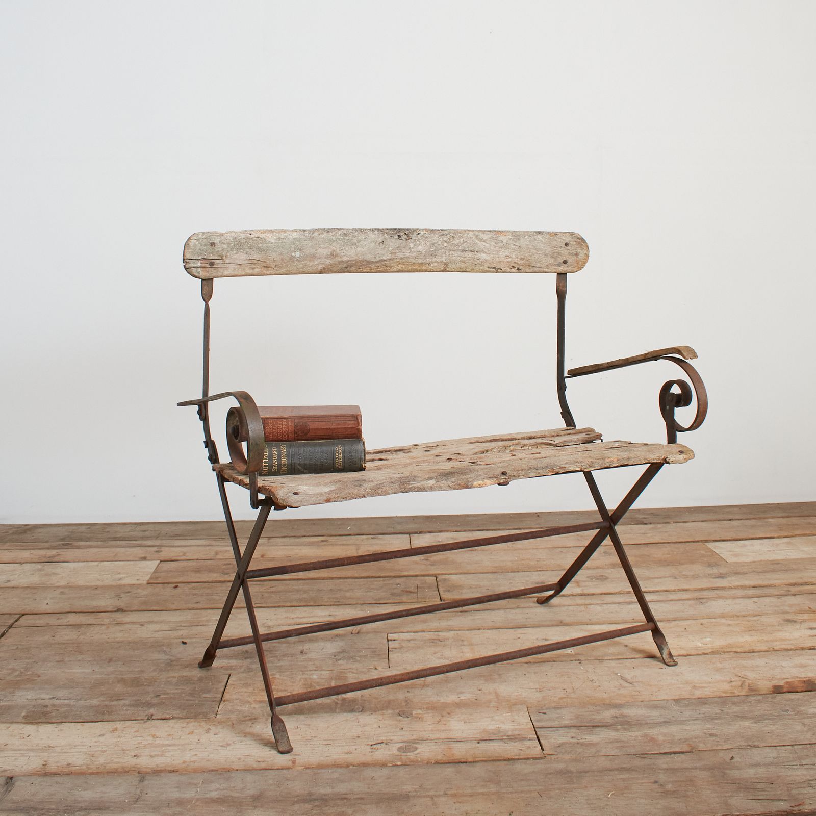 Small Rustic French Antique Folding Garden Bench