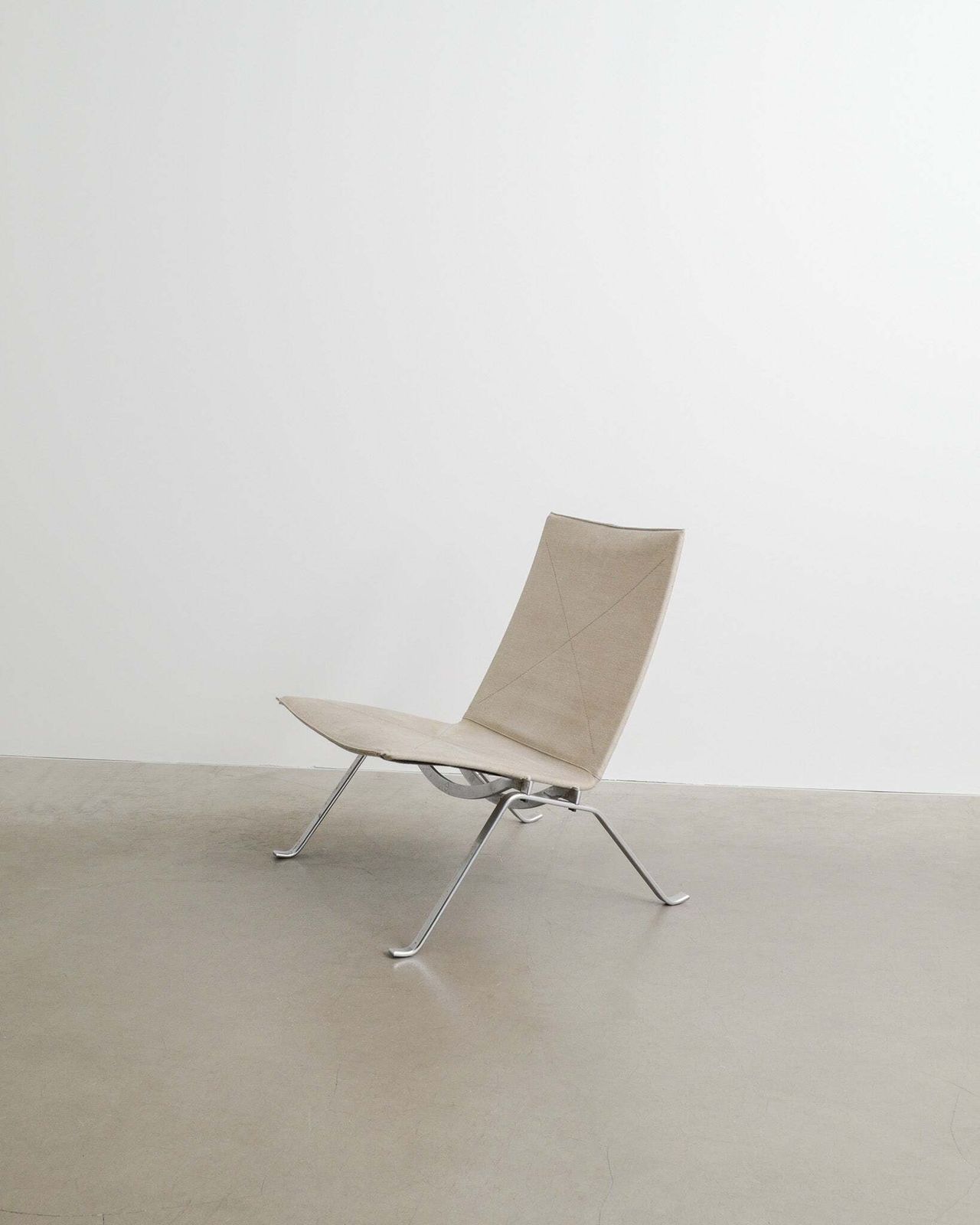 Poul Kjaerholm Pk22 Easy Chair In Steel & Canvas By Fritz Hansen Denmark, 1997