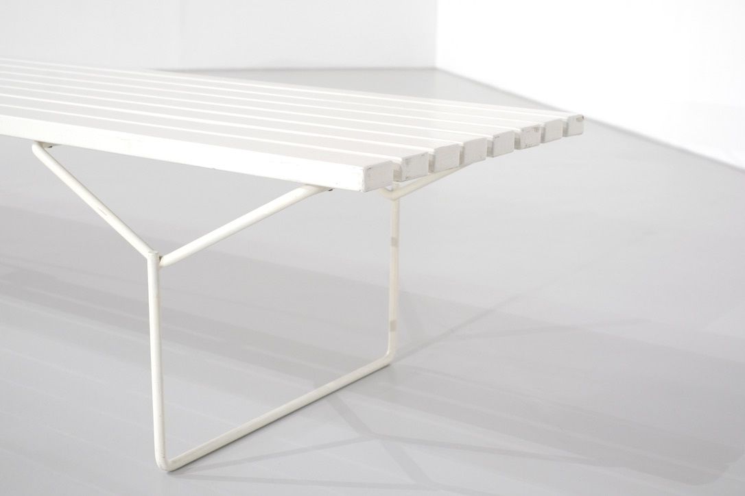 Bench " 400 " In White Wood By Harry Bertoia For Knoll International. photo for sale