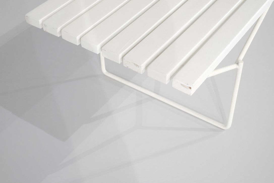 Bench " 400 " In White Wood By Harry Bertoia For Knoll International. photo vinterior